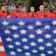 The United States’ players line up on the field before the 2014 FIFA World Cup Brazil Group G match between Ghana and the U.S. at Estadio das Dunas in Natal, Brazil June 16, 2014.
Jamie McDonald/Getty Images